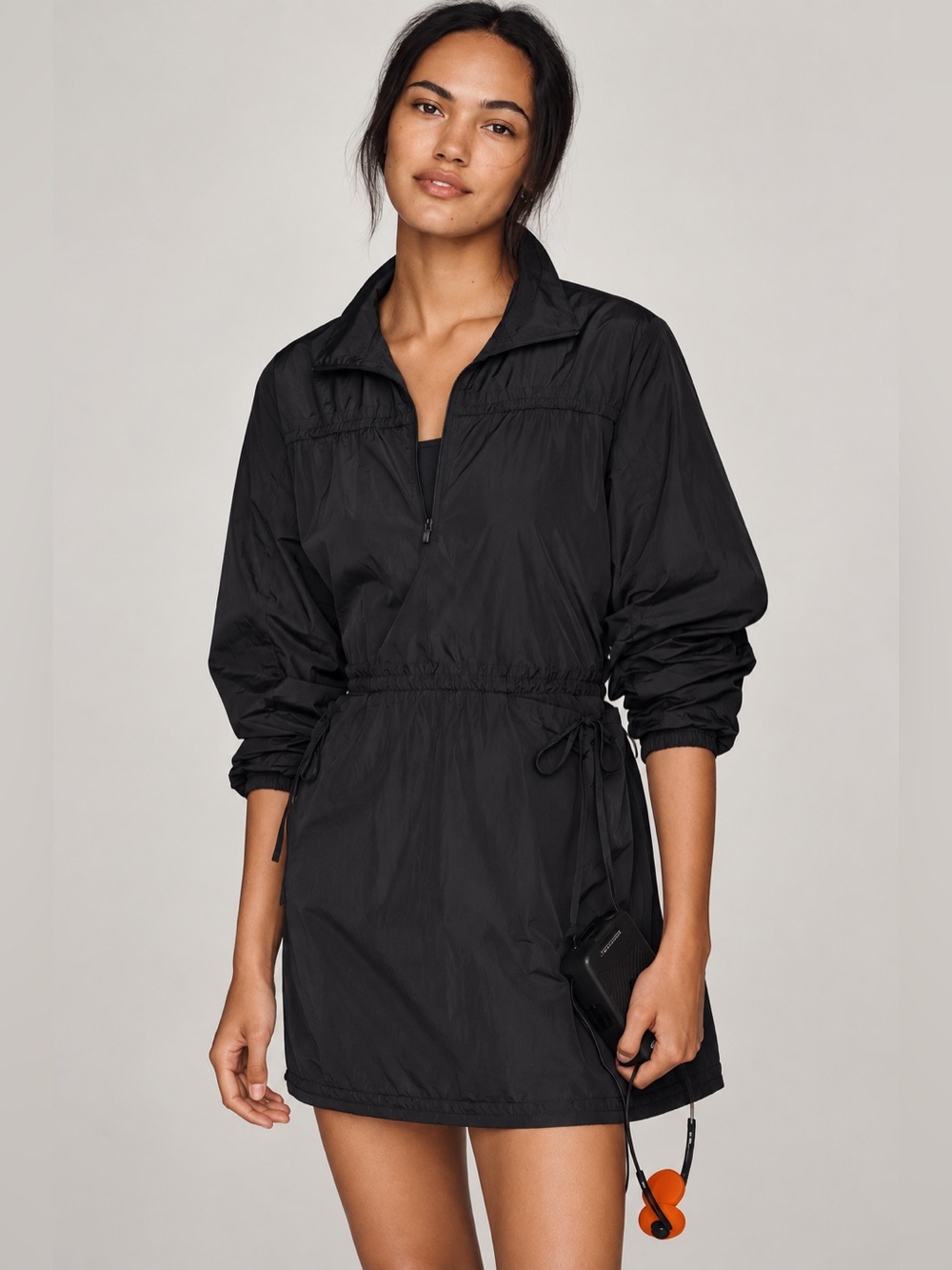 Anthropologie Daily Practice Black Half Zip Anorak Utility Dress Size L